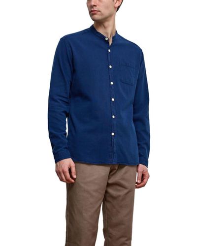 Oliver Spencer Grandad Shirt Kildale Indigo Enjuis - Azul