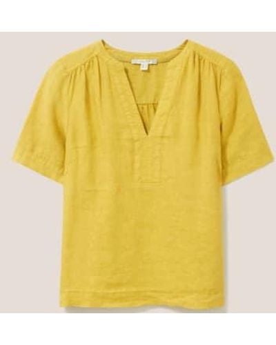White Stuff June Linen Top Mid Chartreuse 8 - Yellow