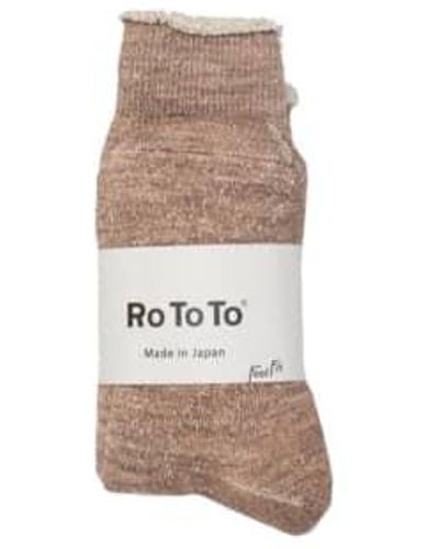 RoToTo Double Face Socks Camel L - Brown