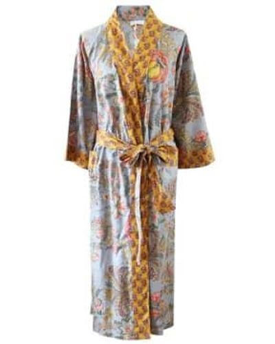 Powell Craft Exotic Bouquet Cotton Dressing Gown - Bianco