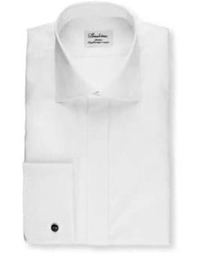 Stenströms Superior Twill Cotton Slimline Evening Shirt - Bianco