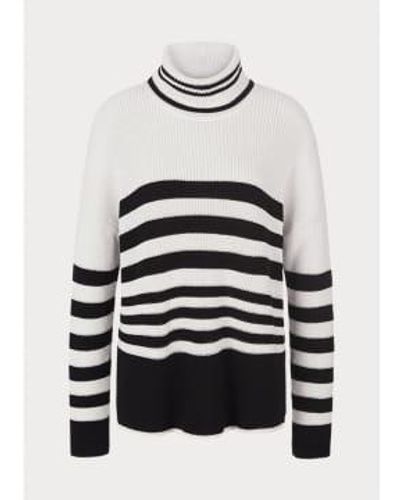 Riani Roll Neck Striped Fitted Sweater Col: 143 Multi, Size: 14 - White