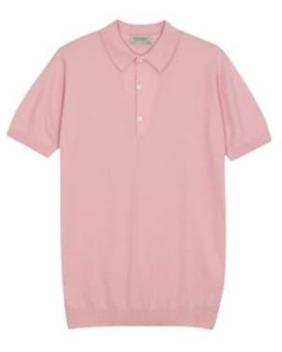 John Smedley Chalk Roth Pique Polo Shirt M - Pink
