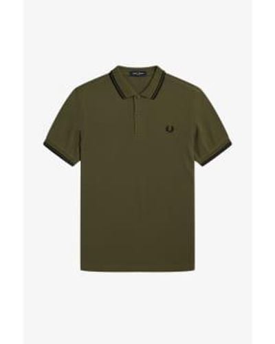 Fred Perry Slim Fit Twin Tipped Polo Uniform / Black Xl - Green
