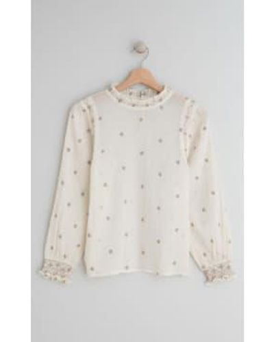 indi & cold All Over Embroidered Top Cream Xs - White