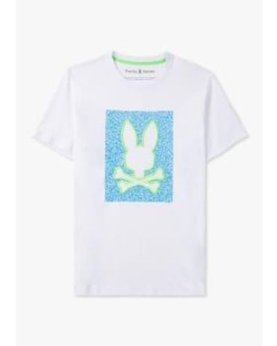 Psycho Bunny Herren livingston grafisches t-shirt in weiß - Blau