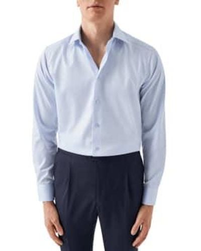 Eton Sky Slim Fit Signature Twill Cotton Shirt With Geometric Trim 10001109321 15 - Blue