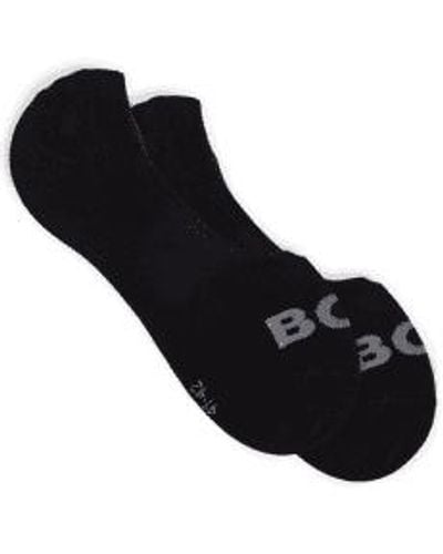 BOSS Boss 2 pack uni logo no show socks col: 001 negro, tamaño: 9-9.5