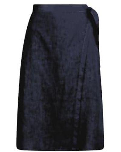 Haris Cotton Marine Wrap Style Linen Skirt - Blu