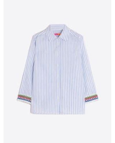 Vilagallo The Twist Linen Striped Shirt Size 8 - Blue