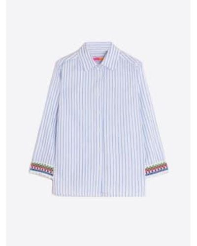 Vilagallo The Twist Linen Striped Shirt - Blu