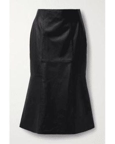 Cefinn Lucille Fluted Leather Midi Skirt Size 10 Col - Nero