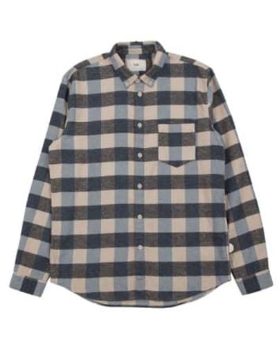 Folk Relaxed Fit Flannel Check Shirt / L - Grey