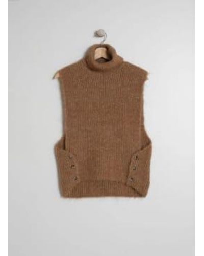 indi & cold Camel Knitted Vest Xs - Brown