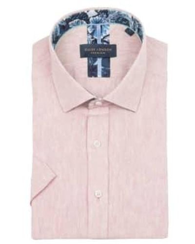 Guide London Linen Blend Short Sleeve Shirt M - Pink