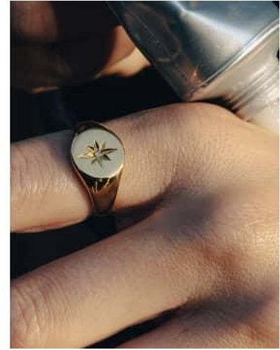 Nordic Muse Large Embossed Signet Ring, Waterproof Small - Black
