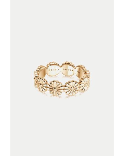 Daisy London Gold Daisy Crown Band Ring - Weiß