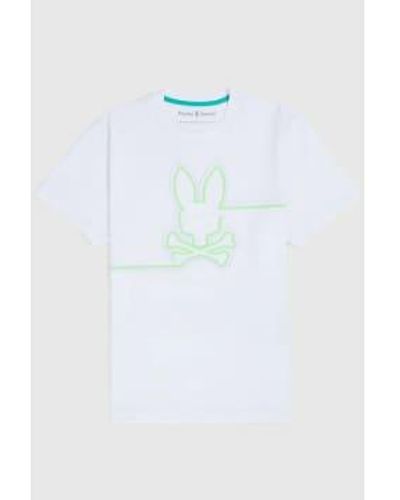Psycho Bunny Chester besticktes grafisches t-shirt in weiß b6u301z1pc