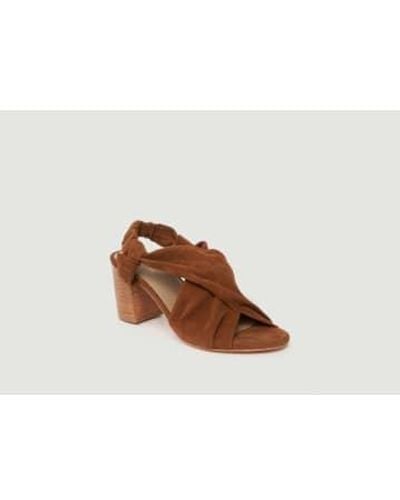 Petite Mendigote Jill Leather Heels Sandals 38 - Brown