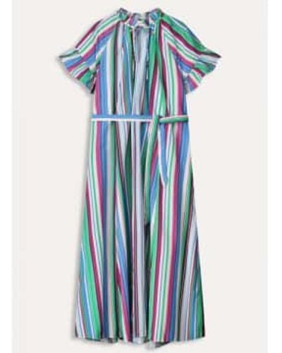 Pom | Striped Sicily Dress Multi 36 - Blue