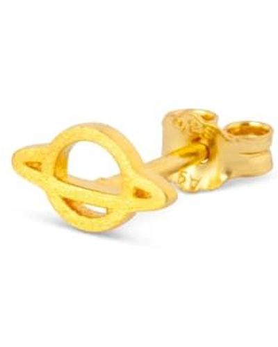 Lulu Saturn Earring Plated Brass - Yellow