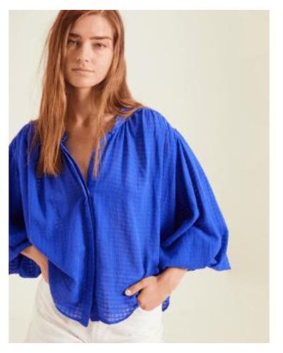 Sacre Coeur Lena blouson sleeve shirt check - Bleu