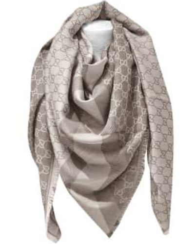 Gucci Ssima Scarf Made Of Soft Wool And Silk - Gray