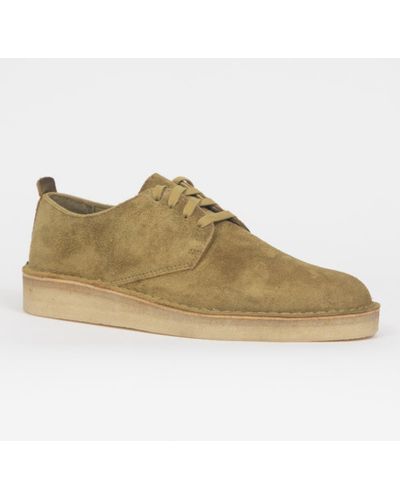 Clarks Coal London Shoes In Mid Green Suede - Brown