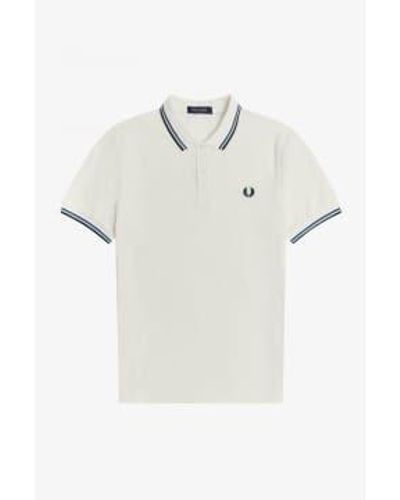 Fred Perry Slim fit twin tipped polo ecru green - Blanco