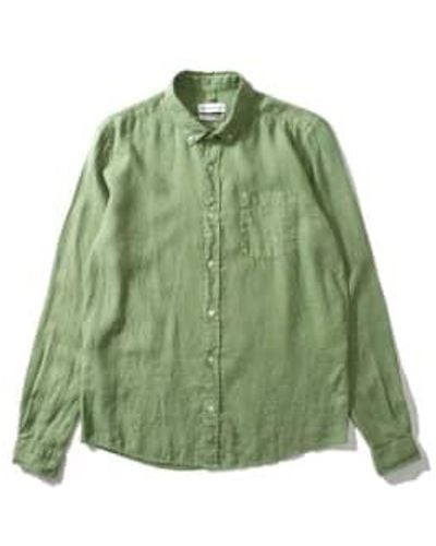 Edmmond Studios Camisa Linen Olive S - Green