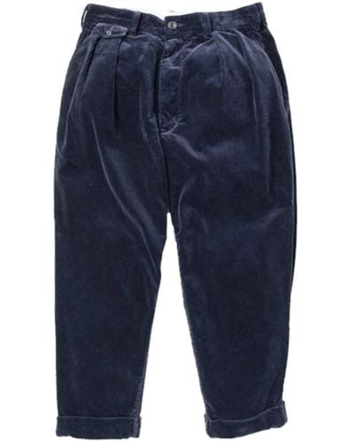 Beams Plus 2pleats Corduroy Pants Navy - Blue