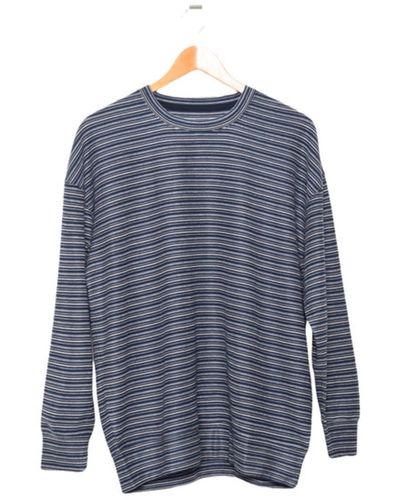 Universal Works Oversized Sweatshirt Japanese Stripe Knit Blue P26043