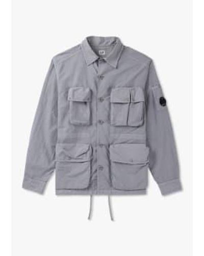 C.P. Company Cp Company Mens Flatt Nylon Utility Overshirt Jacket In Drizzle - Grigio