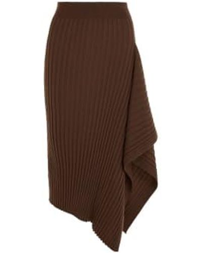 Calvin Klein Slim Ribbed Asymmetric Skirt M - Brown