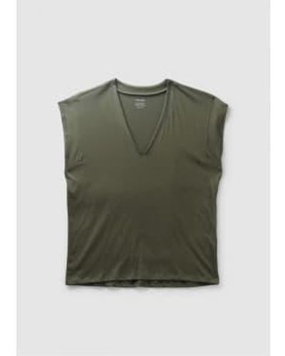 FRAME Womens Le Mid Rise V Neck T Shirt In Fatigue - Verde