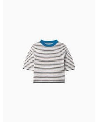 Cordera Cotton Striped T Shirt Ceruleo - Blu