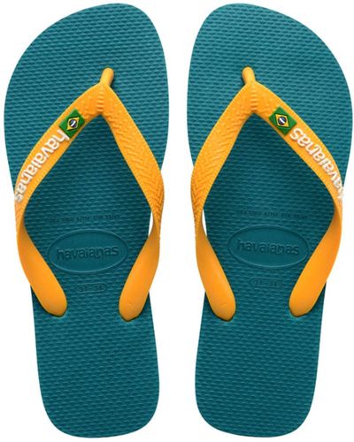 Havaianas Green Vibe Brasil Logo Flip Flops - Blu