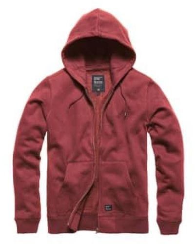 Vintage Industries Hooded Zip Sweat 3013 Faded - Rosso