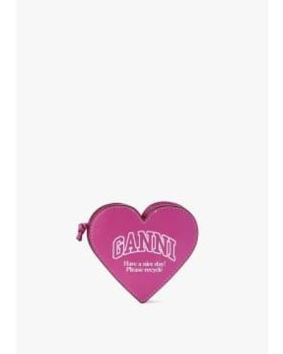 Ganni S Funny Heart Coin Purse - Purple