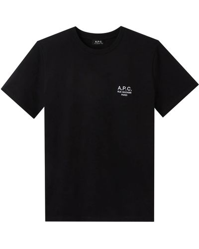 A.P.C. Raymond T-Shirt Black T-Shirt in dicker Baumwolle mit über dem Herzen bestickten Logo. - Schwarz