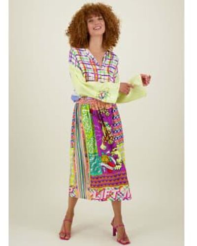ME 369 Vanessa artesan impresa falda midi - Multicolor