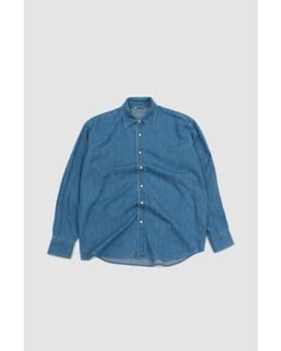 AURALEE Selvedge Denim Shirt Washed Indigo 3 - Blue