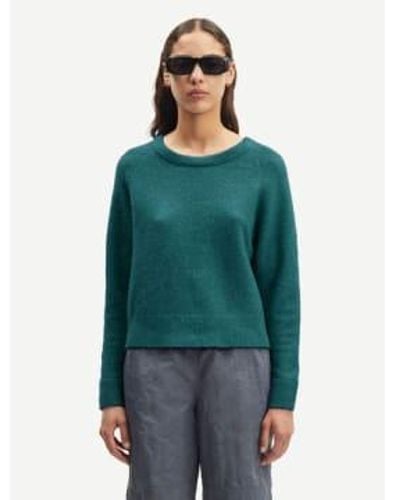 Samsøe & Samsøe Nor O N Short Jumper Atlantic Deep - Verde