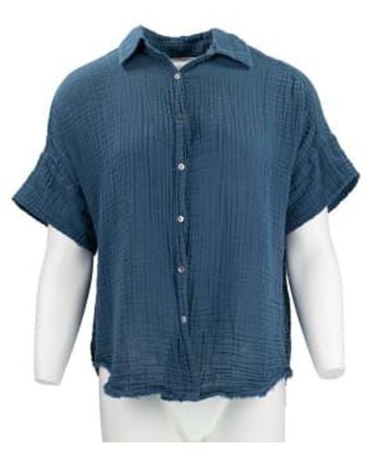 Michael Stars Bailey Gauze Button Down Shirt 1 - Blu