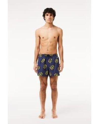 Lacoste Printed Swim Shorts - Blue
