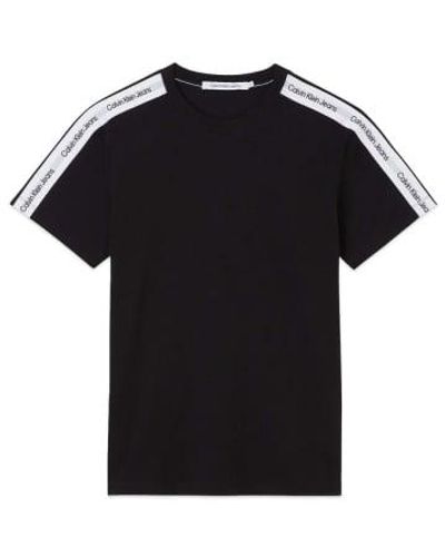 Calvin Klein Contrast Tape Shoulder T Shirt - Nero