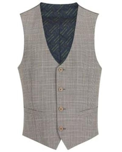 Remus Uomo Matteo Prince Of Wales Check Suit Waistcoat - Grey