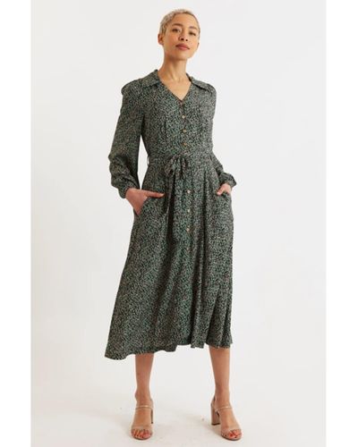 Louche | robe chemise mi-longue à imprimé sugar loria - Vert