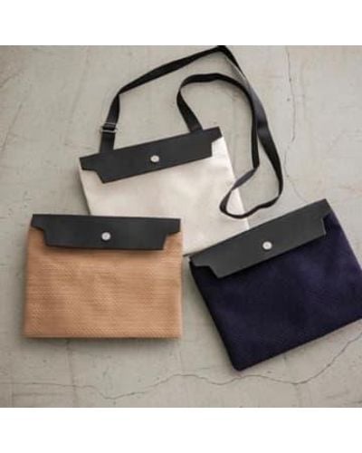Cabas N°60 Medium Sized Micro Shoulder Bag /black Brown/grey/blue - White
