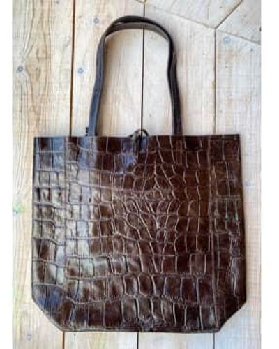 Marlon Croc Shopper Handbag Chocolate / Os - Brown